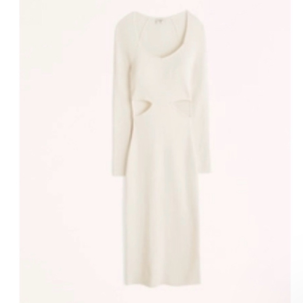 Abercrombie & Fitch Long Sleeve Cutout Maxi Sweater Dress in Cream, Small Tall - Picture 2 of 10